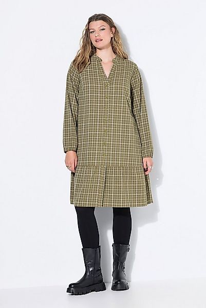 Studio Untold Jerseykleid Kleid kurze A-Line Karo Saumvolant Knopfleiste günstig online kaufen