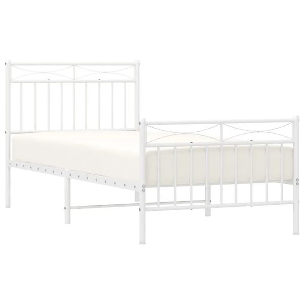vidaXL Bettgestell mit Kopfteil und Fußteil Metall Weiß 90x200 cm 373751 günstig online kaufen