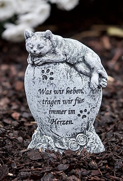 Stone and Style Gartenfigur Grabstein Katze günstig online kaufen