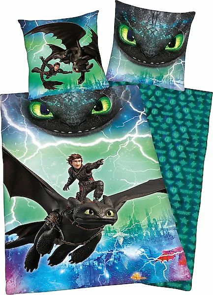 Kinderbettwäsche »Dragons Abenteuer«, (2 tlg.), mit Glow in the Dark Effekt günstig online kaufen