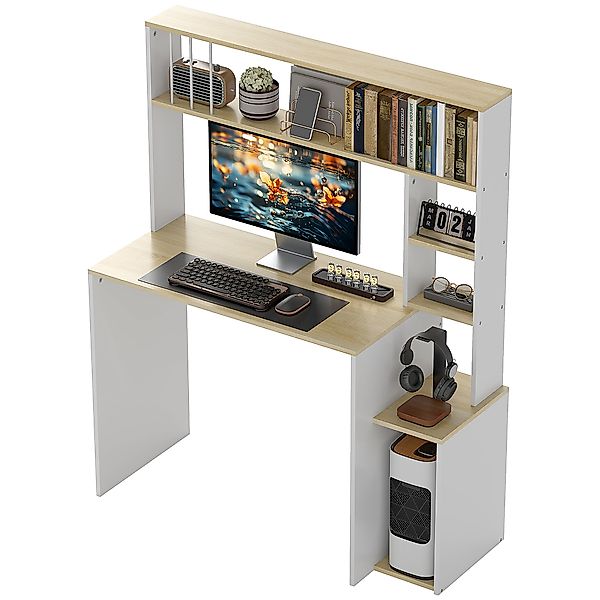 HOMCOM Schreibtisch Computertisch mit Stauraum 113 x 45 x 138,5 cm - Regale günstig online kaufen