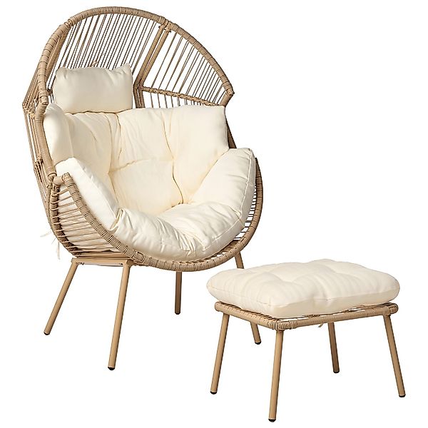 Beliani Sessel Beige Naturfarben Weiss 93x89x130 günstig online kaufen