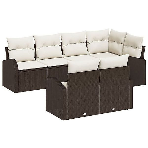 vidaXL Loungesofa Garten Sofa Set 7er Set Braun und Creme, 7 Teile günstig online kaufen