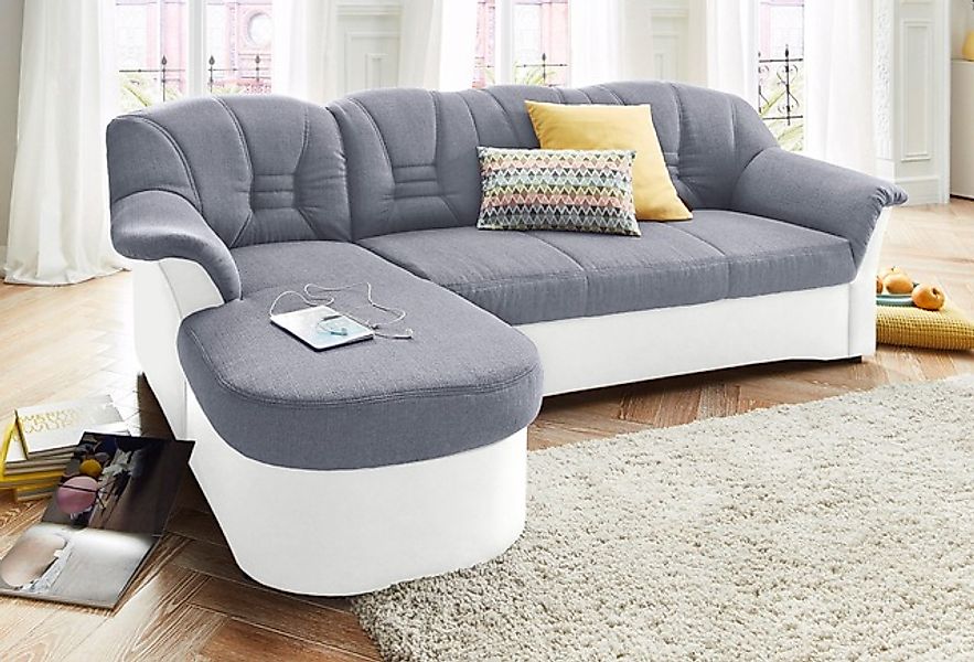 DOMO collection Ecksofa »Elva, zeitlose Formensprache, elegante Rückenstepp günstig online kaufen