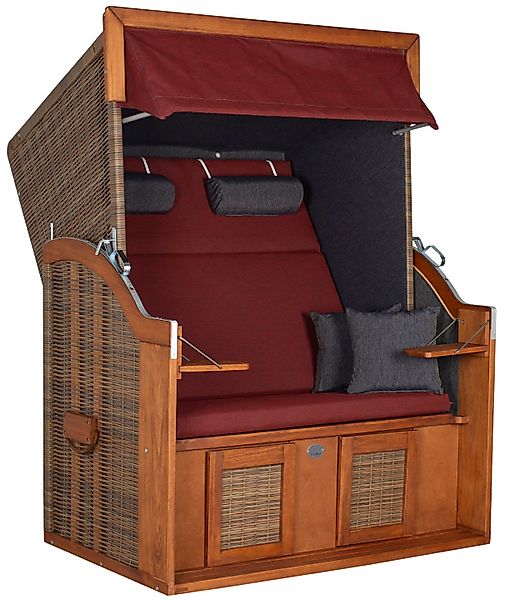 Strandkorb Rantum Grande Bullauge Teak PE Banana Dessin 551 günstig online kaufen