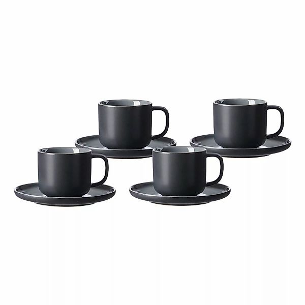 Ritzenhoff & Breker Jasper Kaffeetasse mit Untertasse 240 ml 4er Set Schwar günstig online kaufen