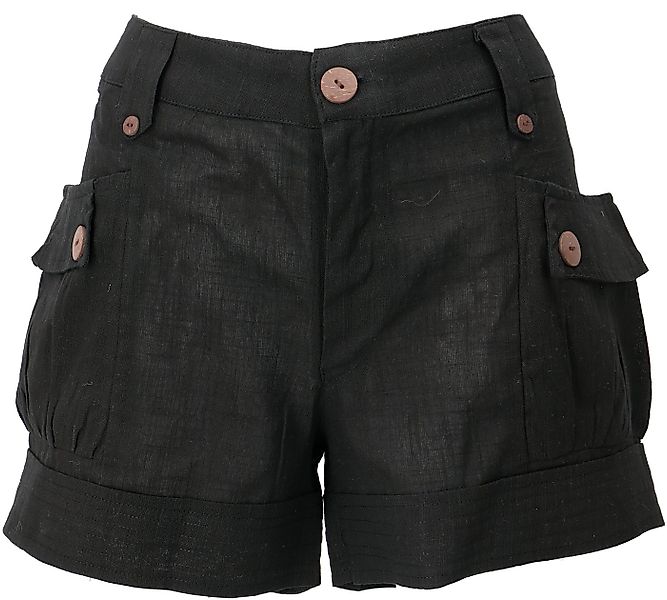 Guru-Shop Hose & Shorts Shorts Boho-chic, kurze Hose Leinenlook - schwarz a günstig online kaufen