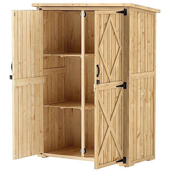 Outsunny Gartenschrank Tannenholz Naturholz 116.5L x 57B x 167H cm günstig online kaufen
