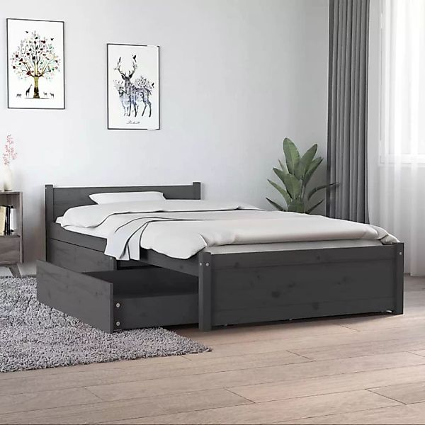 Vidaxl Bett Mit Schubladen Grau 90x190 Cm 3ft Single günstig online kaufen