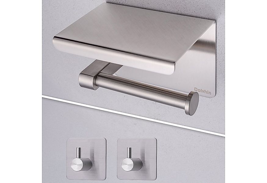 Dolvhin Toilettenpapierhalter ohne Bohren & 2 Handtuchhaken, Klopapierhalte günstig online kaufen