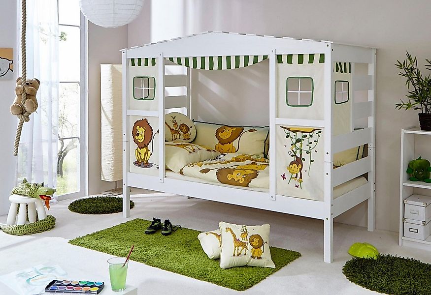 Ticaa Kinderbett "Lio", Hausbett, aus Kiefer Massivholz, inkl. Rollrost günstig online kaufen