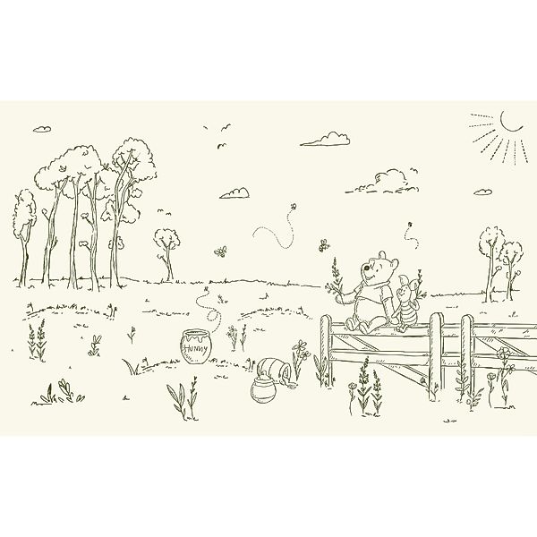 Komar Vlies Fototapete Disney Winnie the Pooh Bee At One With Nature Beige günstig online kaufen