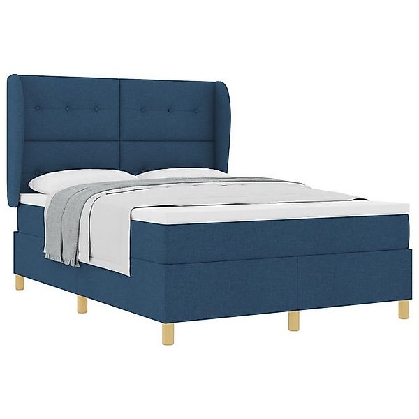 vidaXL Bett Boxspringbett mit Matratze - Blau, 160x200 cm, Stoff (1-tlg) günstig online kaufen