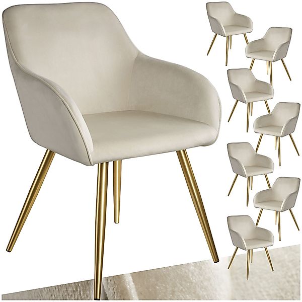 tectake Esszimmerstuhl Küchenstuhl Marilyn Samtoptik, goldene günstig online kaufen