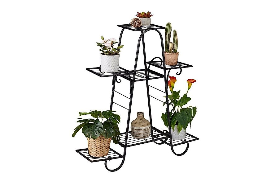 relaxdays Blumenständer Metall Blumentreppe, schwarz günstig online kaufen
