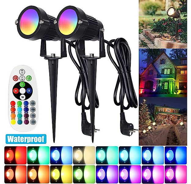 LMaxhome LED Gartenstrahler RGB Strahler Gartenbeleuchtung mit Fernbedienun günstig online kaufen