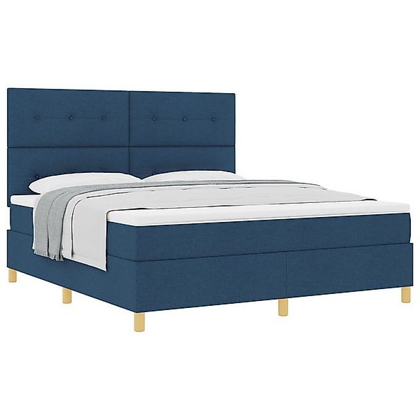 vidaXL Bett Boxspringbett mit Matratze Blau Super King Stoff (1-tlg) günstig online kaufen