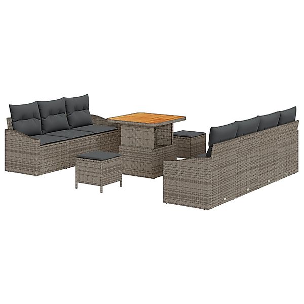vidaXL Garten-Sofa-Set mit Kissen 10-Tlg Grau Poly Rattan 3362618 günstig online kaufen