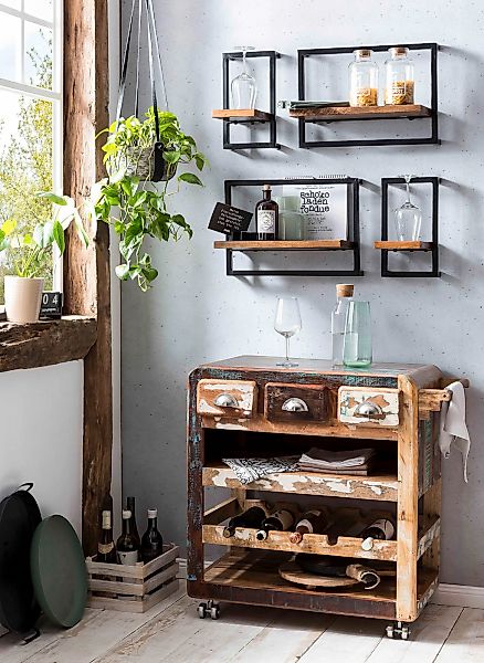 SIT Küchenwagen "Fridge", aus recyceltem Altholz, Shabby Chic, Vintage günstig online kaufen