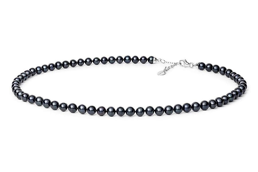 Gaura Pearls Perlenkette Modern Choker schwarz rund 4.5-5.5 mm 40 cm, 925 S günstig online kaufen