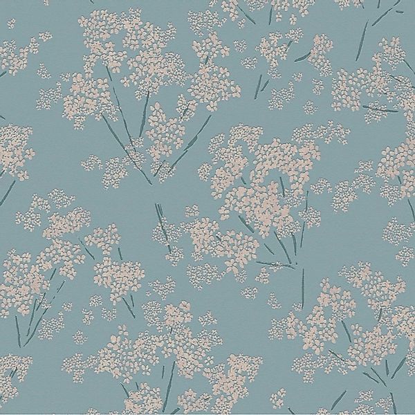 PROFHOME 395485-GU Blumen Tapete Floral Blau Beige Türkis 0,53 m x 10,05 m günstig online kaufen