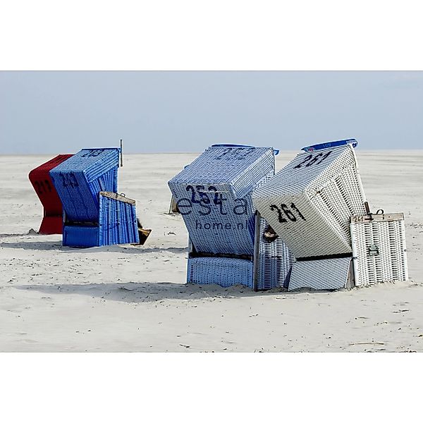ESTAhome Fototapete Strandstuhl Blau und Beige 372 x 270 cm 156518 günstig online kaufen