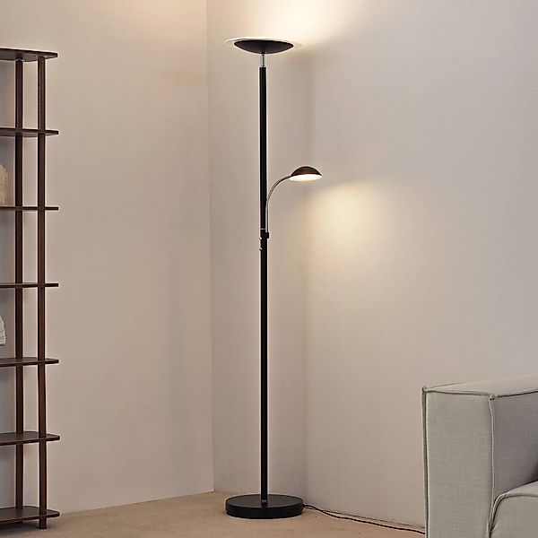 Lindby LED-Stehlampe Malea, schwarz, Leselampe, dimmbar günstig online kaufen