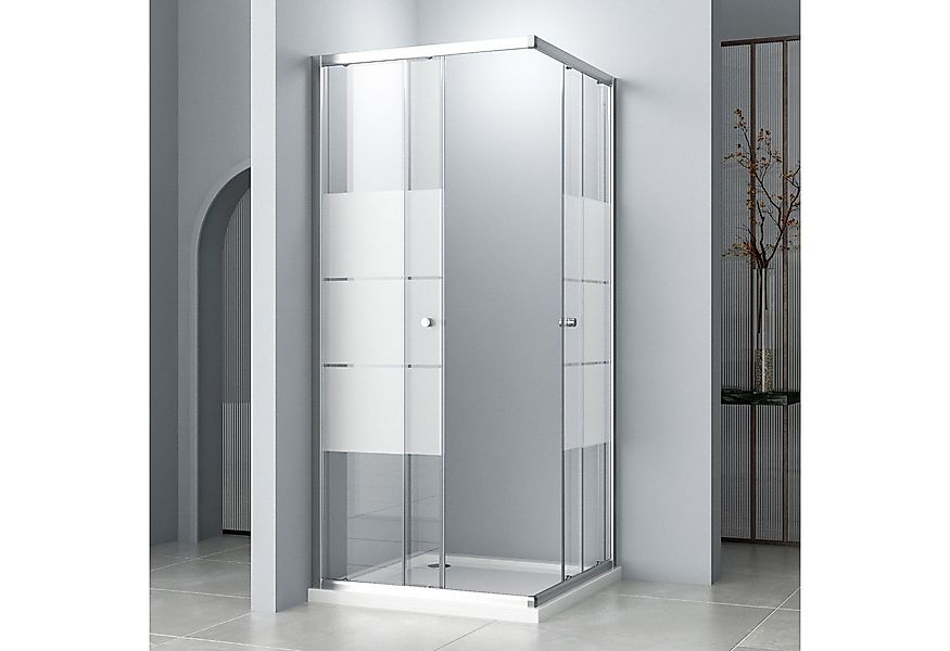 Hopibath Eckdusche Duschkabine milchglas H:185cm, BxT: 80x80 cm, 5mm Sicher günstig online kaufen