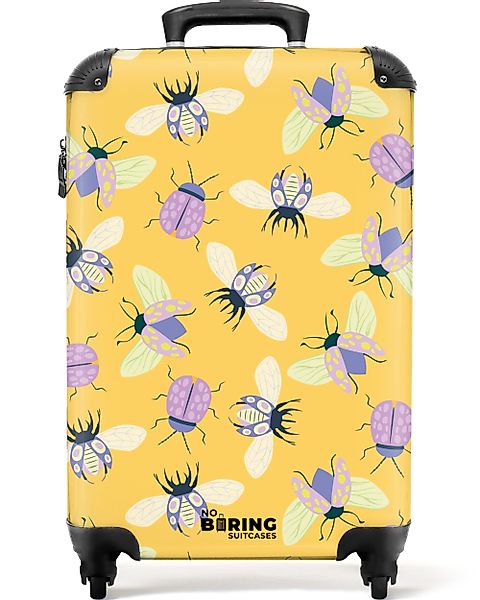 NoBoringSuitcases.com© Hartschalen-Trolley Gelb mit Insekten 55x35x20cm, günstig online kaufen