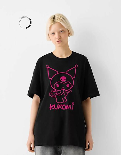Bershka T-Shirt Kuromi Im Boxy-Fit Mit Kurzen Ärmeln Damen M Schwarz günstig online kaufen