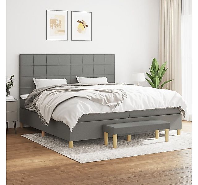 vidaXL Boxspringbett Boxspringbett mit Matratze Dunkelgrau 200x200 cm Stoff günstig online kaufen