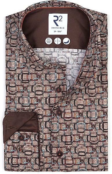 R2 Hemd Print Braun - Größe 37 günstig online kaufen