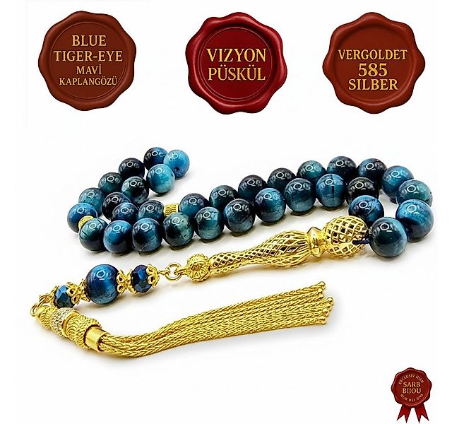 M-Punkt24 Kettenanhänger Tesbih Tespih Echte Steine Gebetskette Misbaha Ros günstig online kaufen