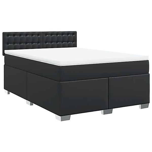 vidaXL Boxspringbett mit Matratze Schwarz 140x200 cm Kunstleder 3288424 günstig online kaufen