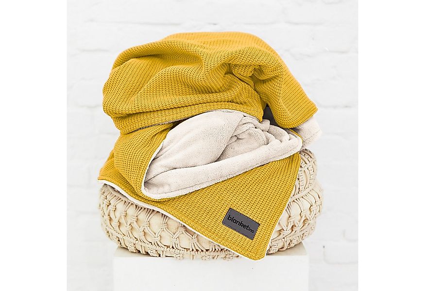 Wohndecke flauschige Kuscheldecke, wärmende Couchdecke im Strick Design, bl günstig online kaufen