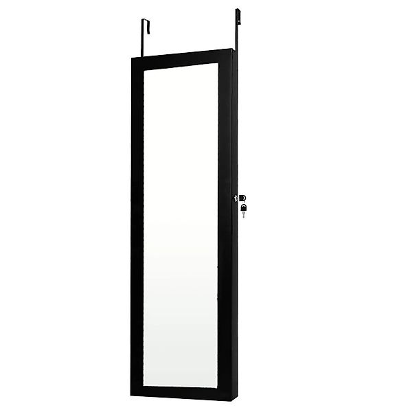 Costway Schmuckschrank mit Ganzkörperspiegel für Ringe 120 cm Schwarz günstig online kaufen