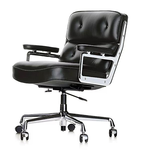 Vitra - ES 104 Eames Lobby Chair Bürostuhl - schwarz/Sitzfläche Leder /mit günstig online kaufen