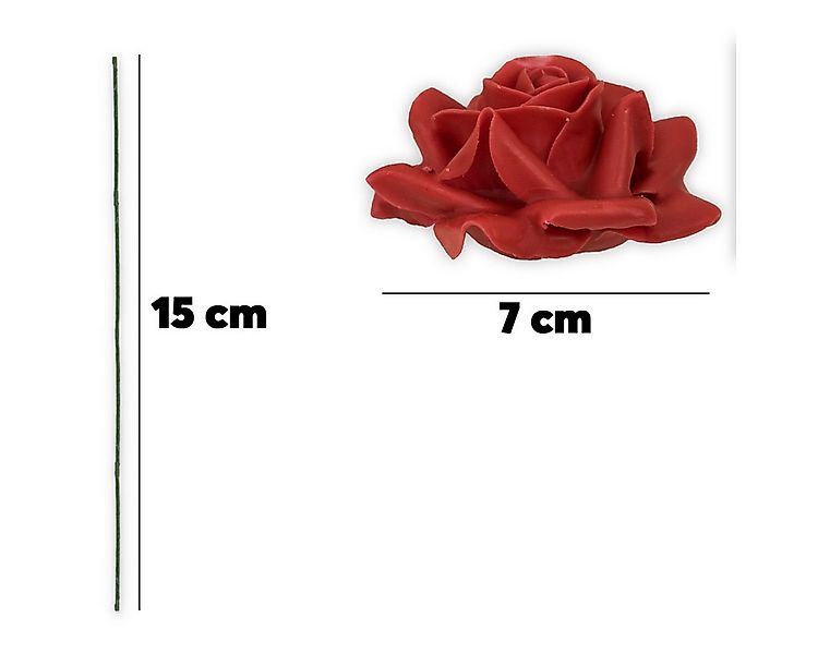Kunstblume Wachsrosen mit Stiel als Kunstrosen Rosen-Blüten in rot Rosen, m günstig online kaufen