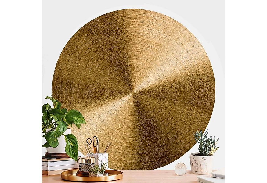 Bilderdepot24 Fototapete rund Goldener Kreis gebürstet, Glatt, Matt, (Vlies günstig online kaufen