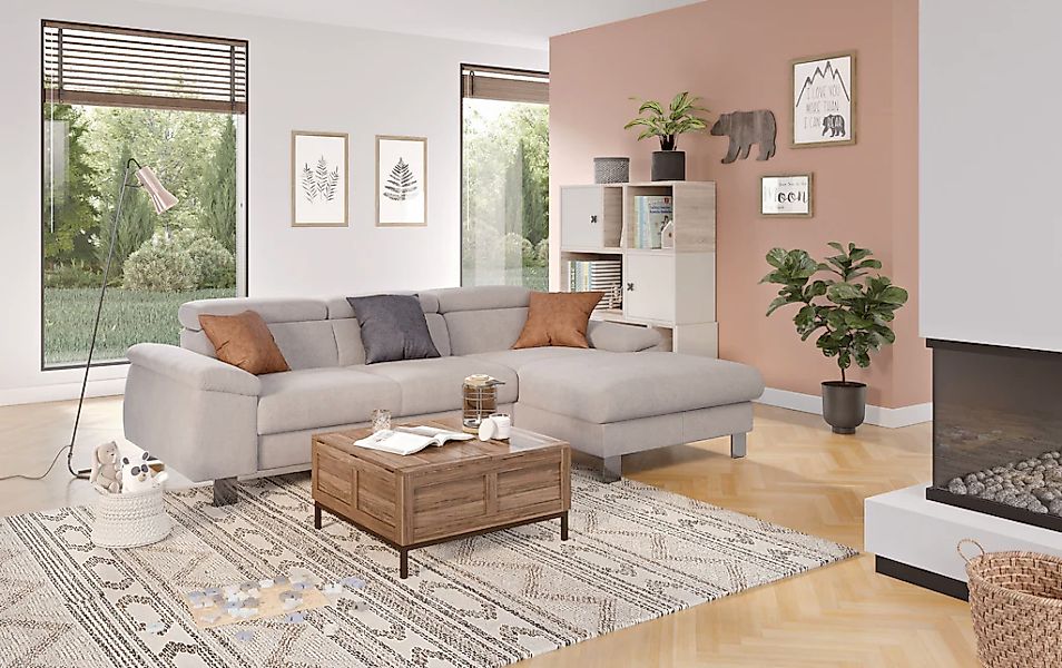 COTTA Ecksofa "Komaris L-Form, B: 244 cm" mit Kopfteilverstellung, optional günstig online kaufen