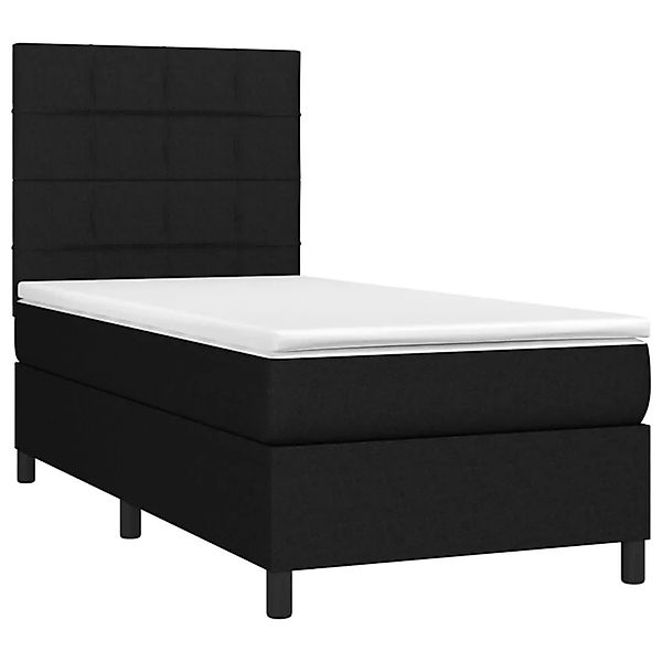 vidaXL Boxspringbett mit Matratze & LED Schwarz 100x200 cm Stoff 3134855 günstig online kaufen