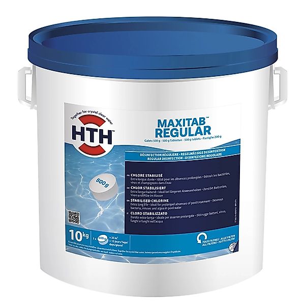 HTH 10 kg MaxiTab Regular 500g Chlor Tabletten Langsam Löslich Desinfektion günstig online kaufen