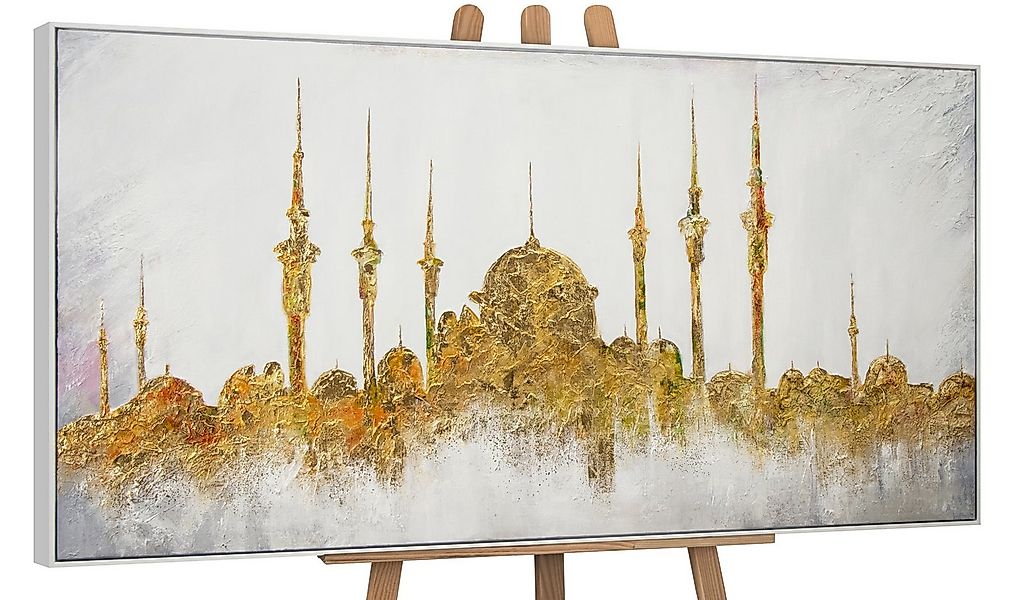 YS-Art Gemälde Moschee, Leinwandbild Islam Moschee in Gold mit Rahmen günstig online kaufen