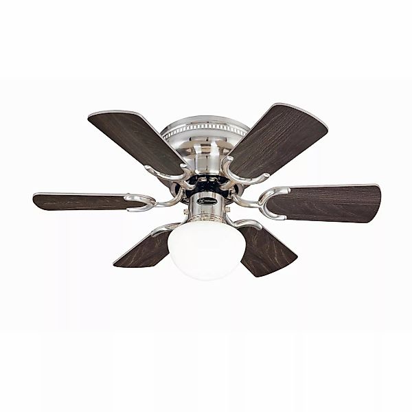 WESTINGHOUSE Deckenventilator Petite Nickel 76 cm mit Beleuchtung und Zugke günstig online kaufen