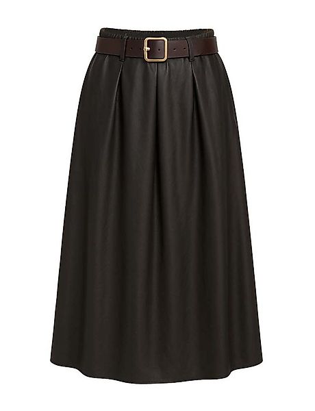 Mississhop Lederimitatrock Damen A-Linien Rock mit Gürtel und Metallschnall günstig online kaufen
