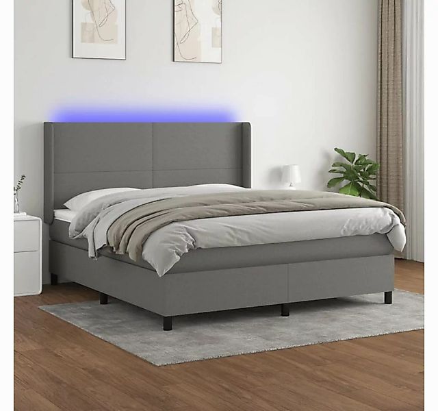 vidaXL Boxspringbett Boxspringbett mit Matratze LED Dunkelgrau 160x200 cm S günstig online kaufen