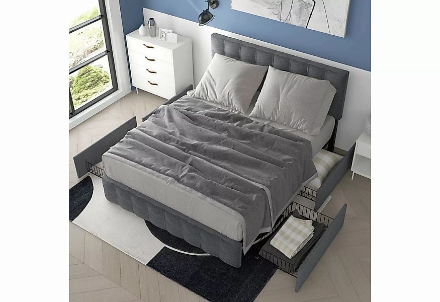 WISHDOR Polsterbett Doppelbett Bett Funktionsbett + 4 Schubladen ohne Matra günstig online kaufen
