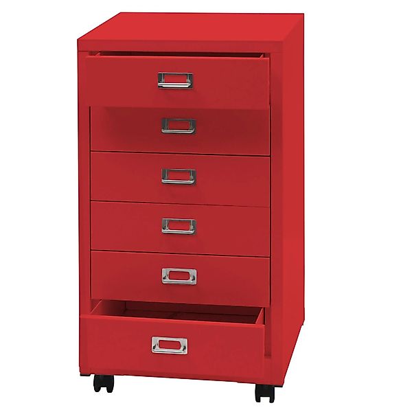 PROREGAL Rollcontainer 75x40x41cm Metall 6 Schubladen Rot günstig online kaufen