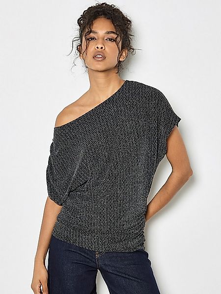 Apricot Paillettenshirt Glitzertop mit Asymmetrie günstig online kaufen