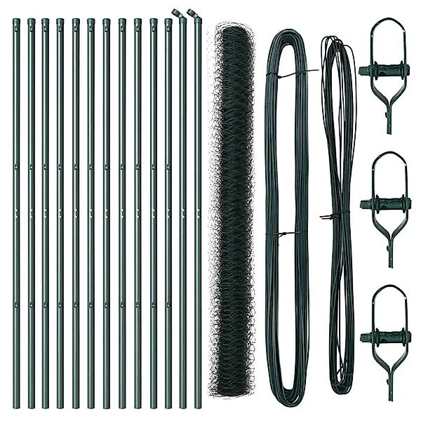 vidaXL Zaunpfosten Grün 25 x 1,6 m 50 mm Geflecht Stahl und PVC 3352691 günstig online kaufen